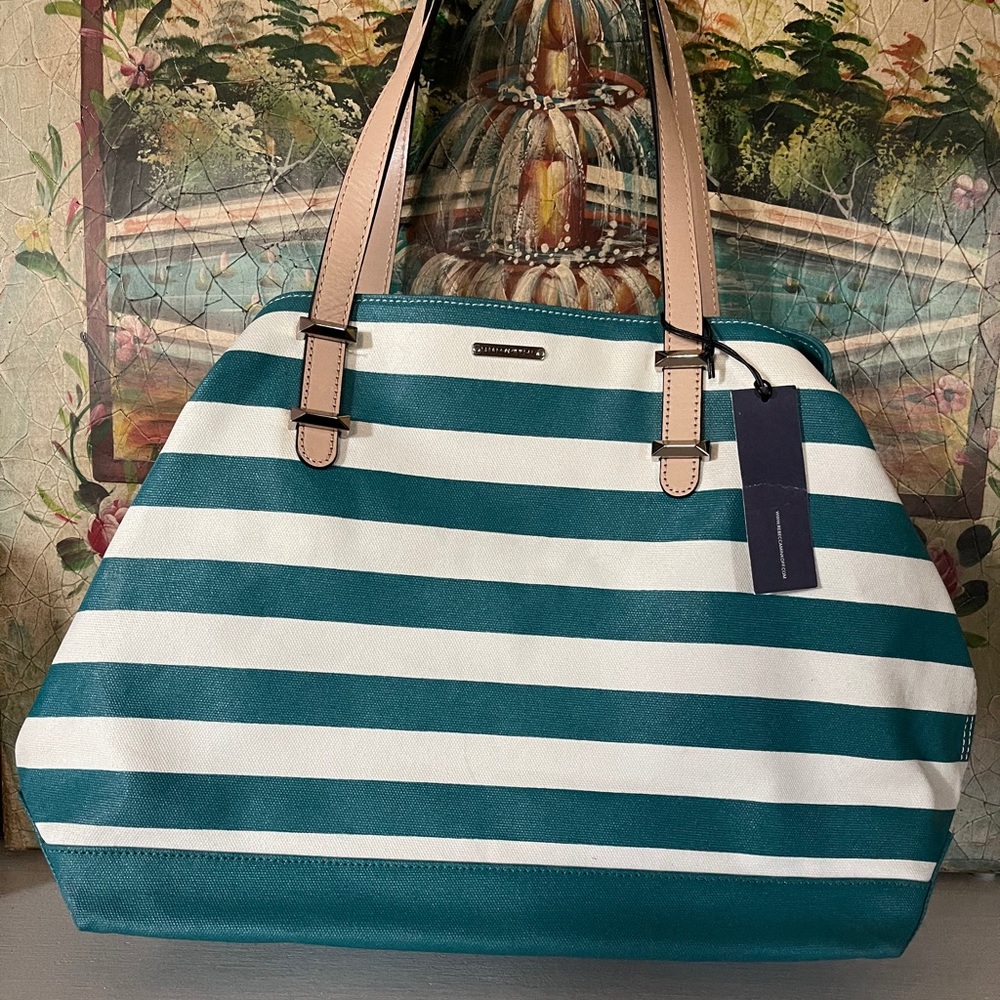 NWT - REBECCA MINKOFF Canvas Striped Cherish Tote